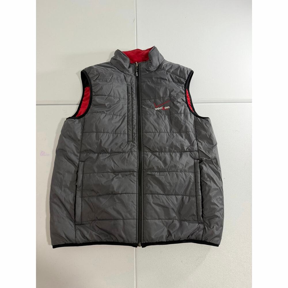 Verizon Reversible Puffer Vest Men’s Quilted Gray Red Corporate Promo